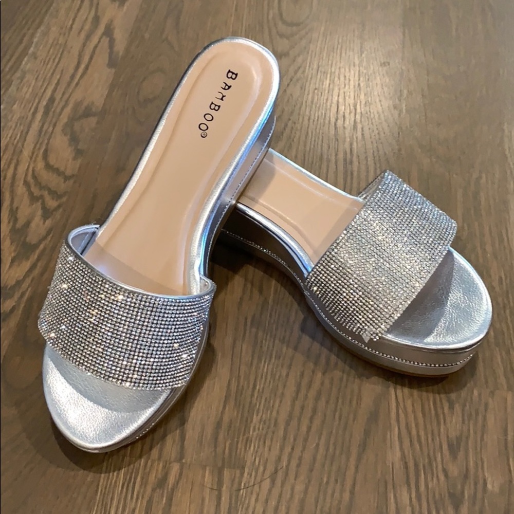 Sparkly slide wedges